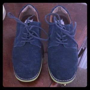 Suede Boys Saddle Shoes Blue With Green Soles